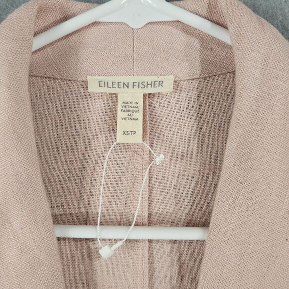 Eileen Fisher Organic Linen Blazer Powder Pink XS Oversized Casual Summer Jacket - Picture 2 of 7